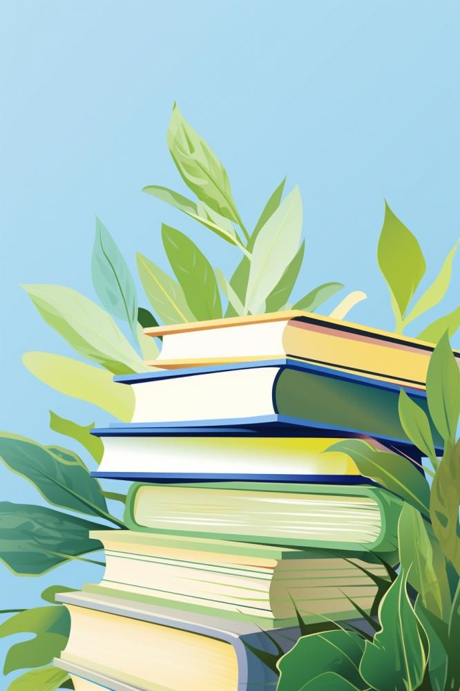 黄绿色清新渐变书籍背景