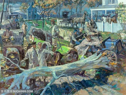 唯美经典老爷车怀旧绘画风景画 唯美经典老爷车怀旧绘画风景画