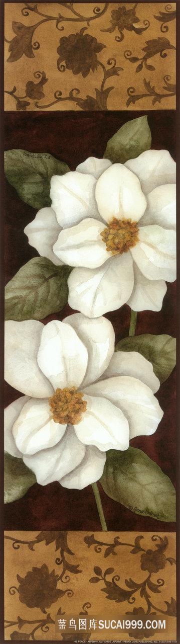 唯美白色花卉油画