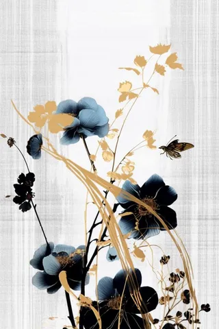 中国风意境线条金色荷花背景