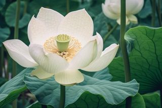 绿色莲花莲子简约背景