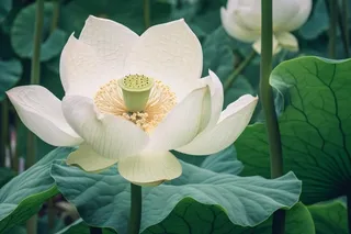 绿色莲花莲子简约背景