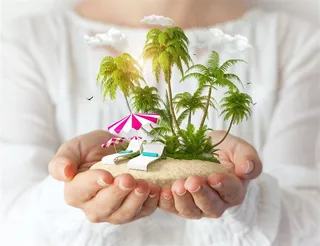 手捧着土地的人物图片