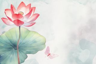 青色国风简约淡雅荷花背景