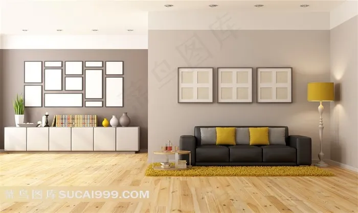 室内墙壁上的画框装饰家居摄影高清图片