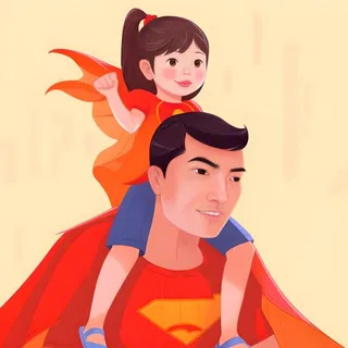 超人爸爸和孩子背景 超人爸爸和孩子背景