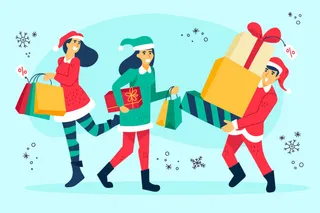 冬天服饰服装冬装穿冬装保暖冬季卡通人物男女装Ai矢量图片素材