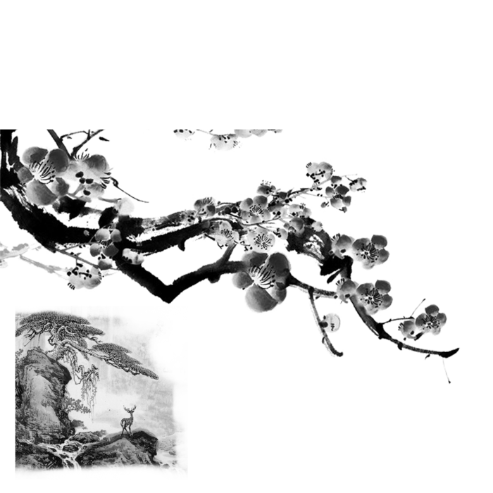 山水画素材中国风水墨画素材元素中国画