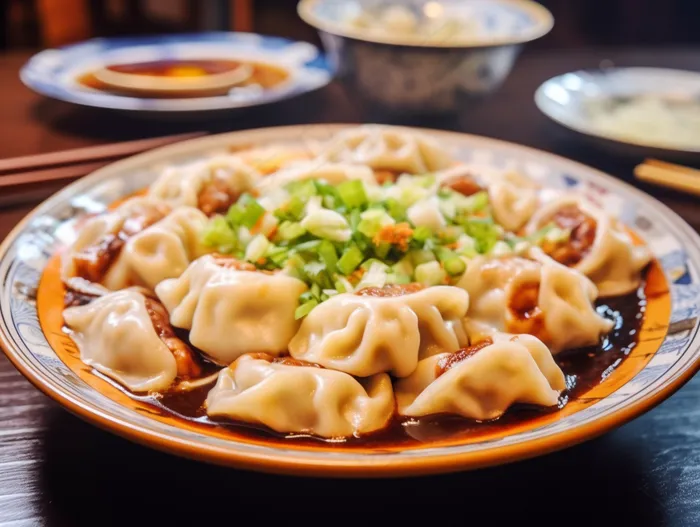 饺子美食蘸料摄影图(3696x2784)