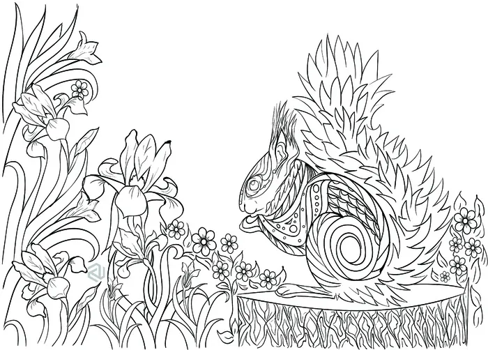 卡通动物手绘黑白线描线稿eps,ai矢量模版下载