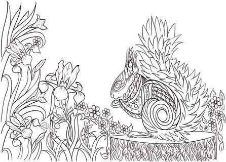 卡通动物手绘黑白线描线稿