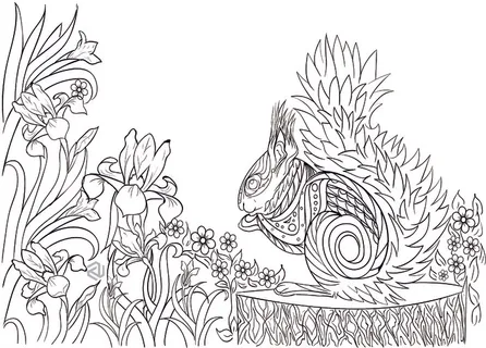 卡通动物手绘黑白线描线稿