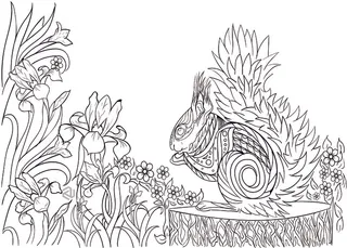 卡通动物手绘黑白线描线稿