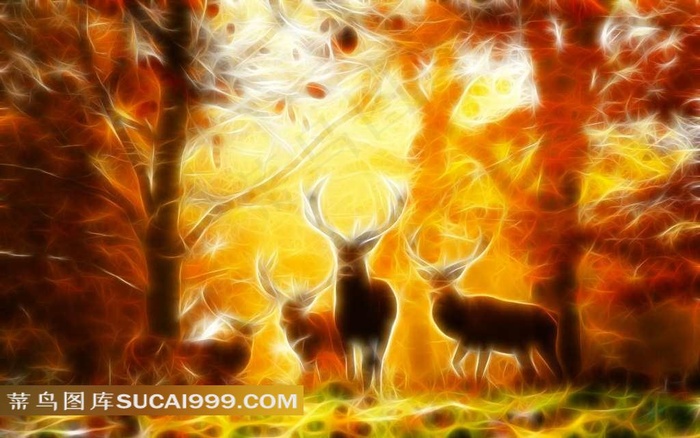 梦幻森林鹿群背景