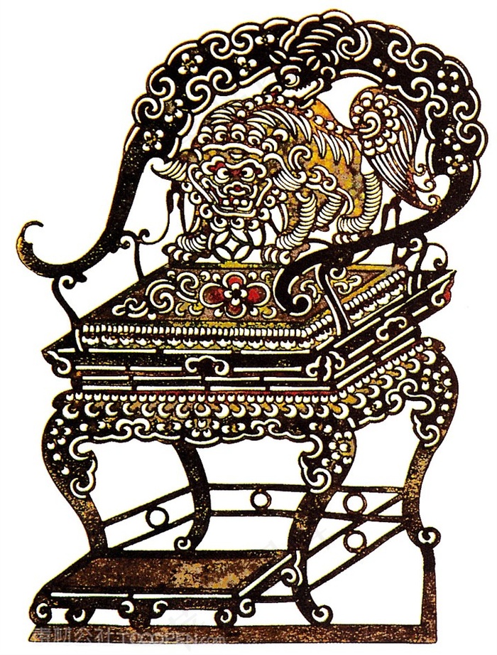老虎梅花古代椅子皮影戏中国风图片