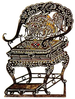 老虎梅花古代椅子皮影戏中国风图片