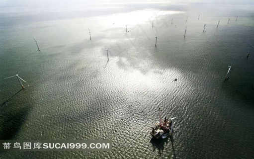 海上风力发电风车俯视图素材 海上风力发电风车俯视图素材