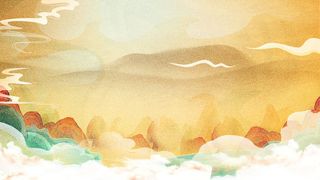 中国风复古国潮神话敦煌插画图案纸纹理肌理背景PSD设计模板素材