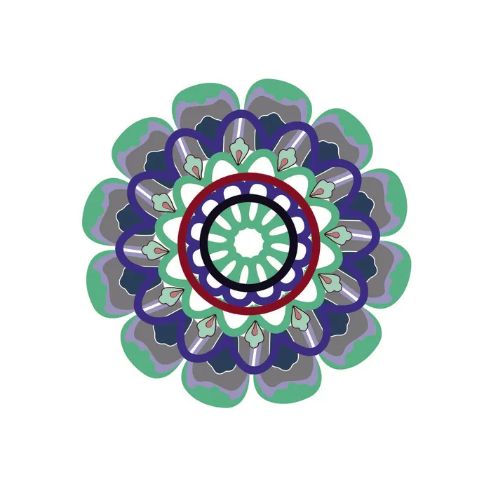 复古中式国潮风敦煌花纹装饰图案花卉藻井肌理圆形边框素材ai矢量模版下载