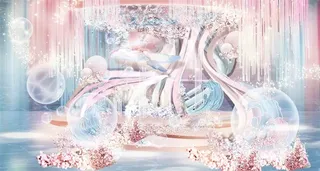 蓝粉色清新海洋婚礼效果图