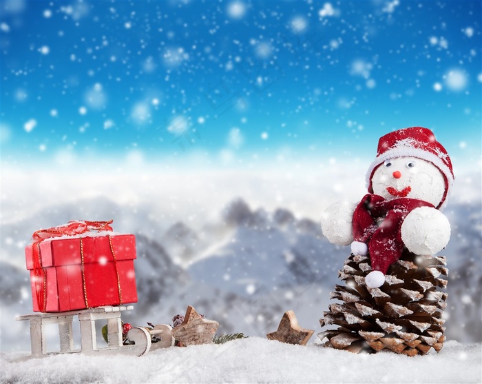 可爱的冬季雪人圣诞节素材图