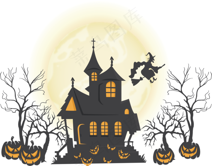 万圣节节日卡通素材城堡