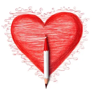 情人节520铅笔画爱心免抠