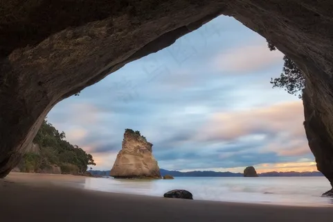 高清唯美海滩沙滩礁石风景图片