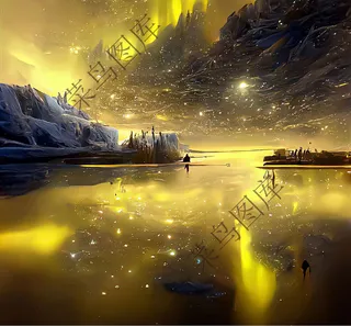 金色湖面高清