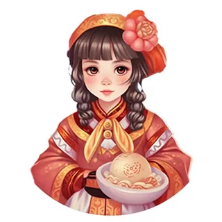 卡通插画人物喜庆红色衣服孩子老虎免抠