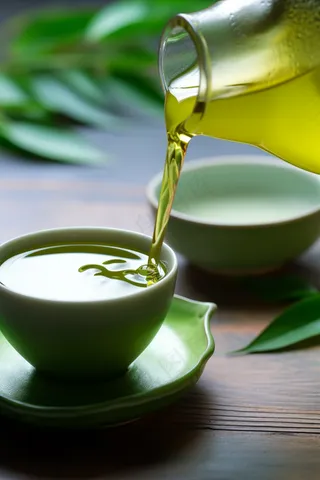 倒茶茶杯绿茶摄影图