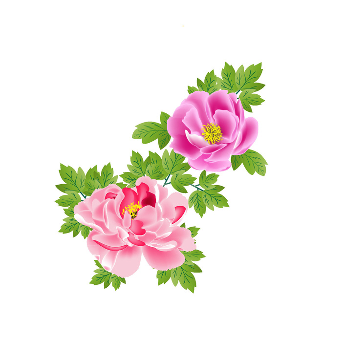 手绘国潮中国风古典牡丹花国花花卉装饰图案PSD设计素材