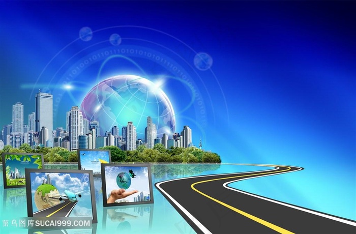 建筑环保道路风景画韩式自然背景