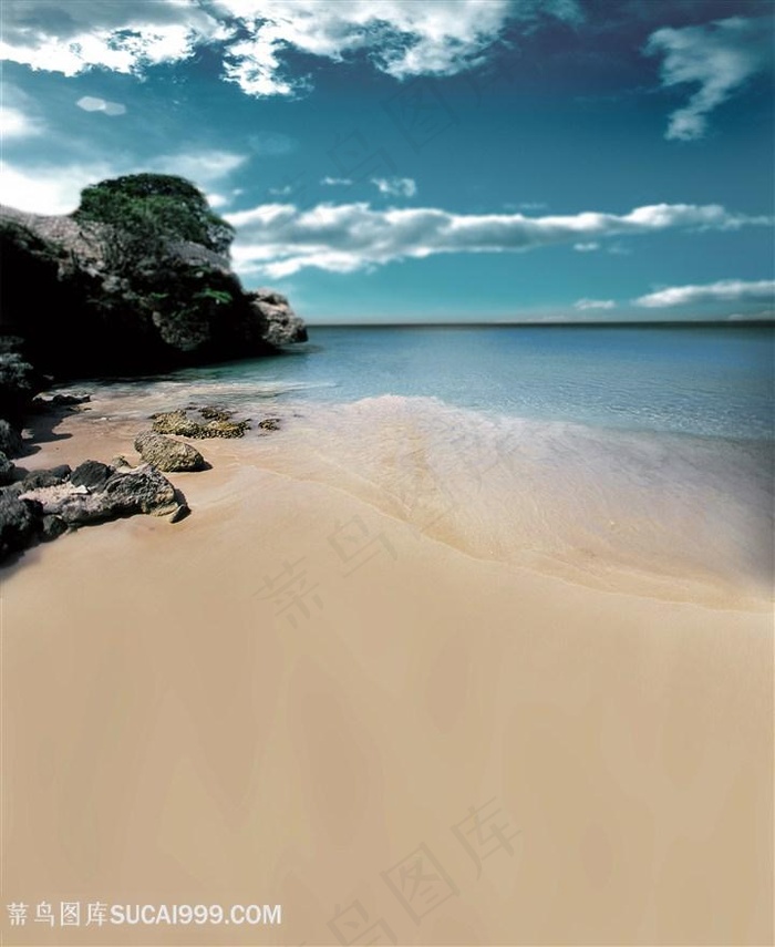 沙滩海景风景画