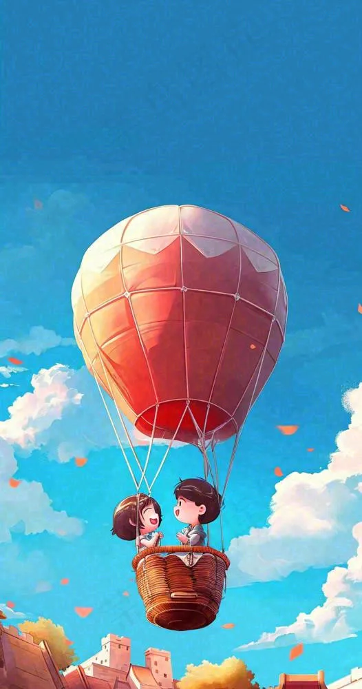 游玩旅行城市卡通热气球，欢乐儿童节(800x1520)