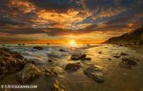唯美黄昏海景高清风景图片