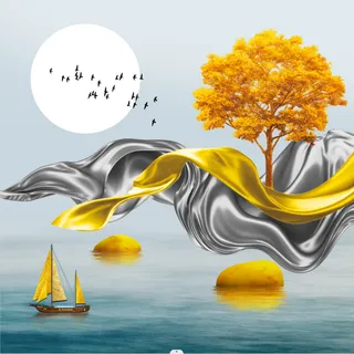 抽象山水方形装饰画