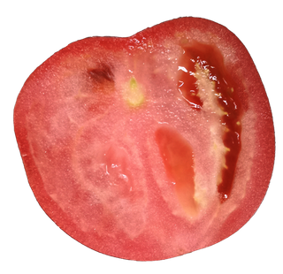 石头番茄粉红色半个番茄切开带叶片免抠元素实物摄影素材