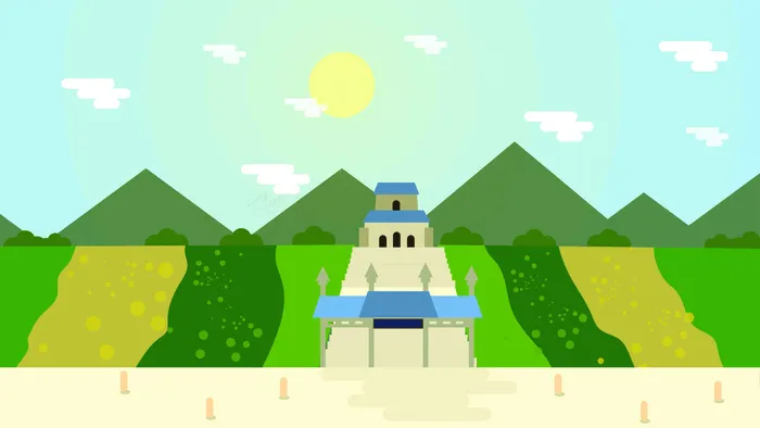 古风建筑插画ai矢量模版下载