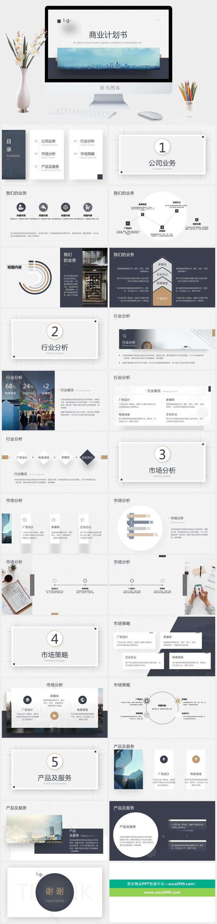 简洁大方商业计划书PPT模板