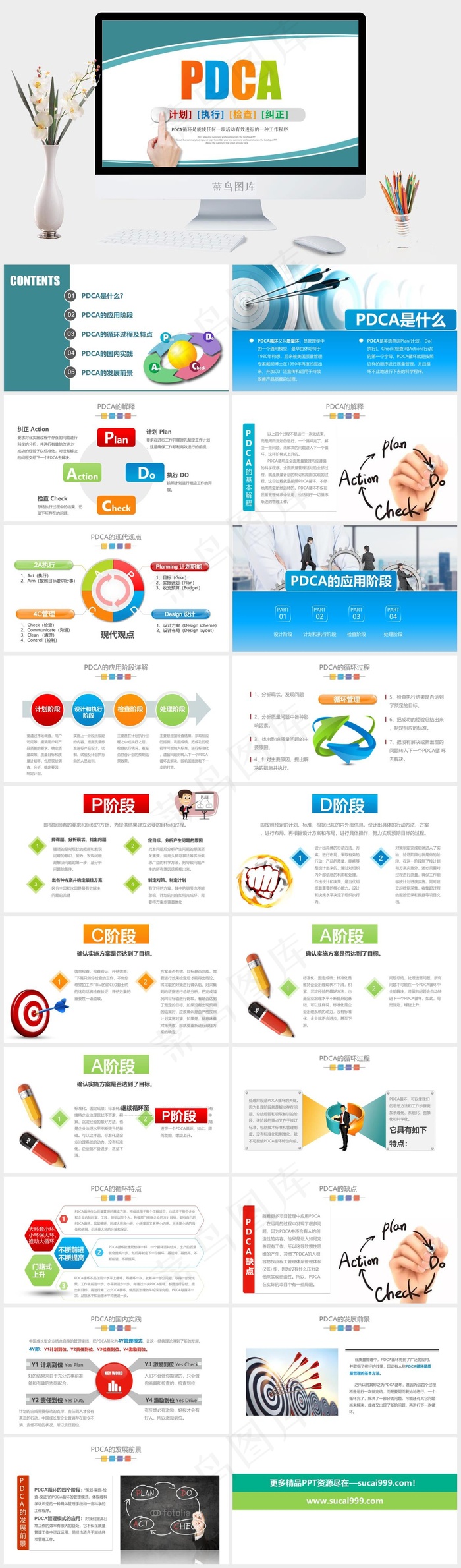 PDCA循环图PPT模板企业质量管理案例PPT模板