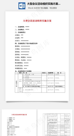 大型会议活动组织实施方案word文档