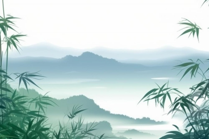 山水竹子水墨画背景(3000x2000)