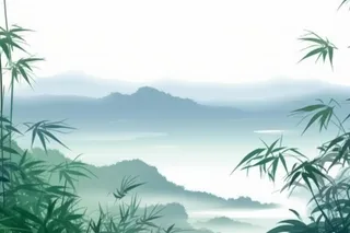 山水竹子水墨画背景