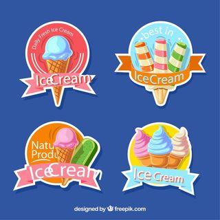 免抠彩色雪糕贴纸