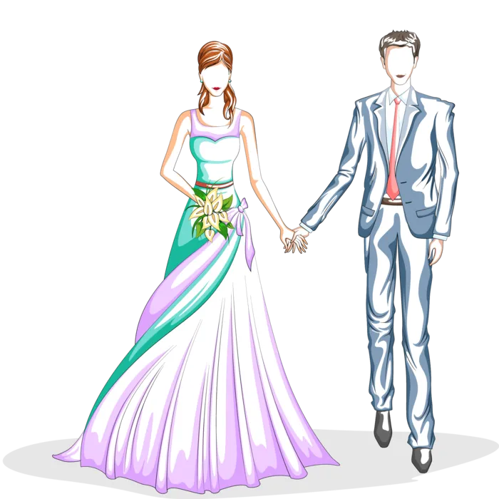 婚纱卡通人物婚礼白纱结婚婚纱摄影手绘