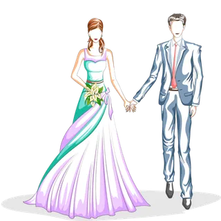 婚纱卡通人物婚礼白纱结婚婚纱摄影手绘