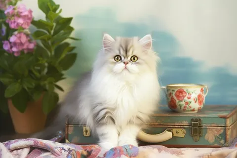 一只可爱的长毛猫咪摄影图