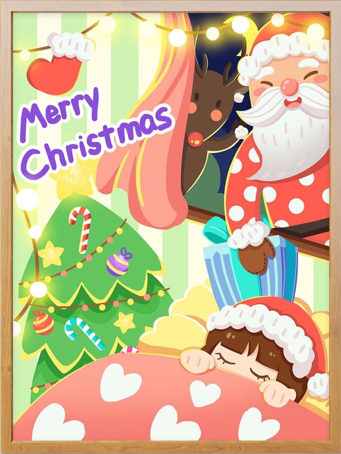 圣诞节插画圣诞老人送礼物
