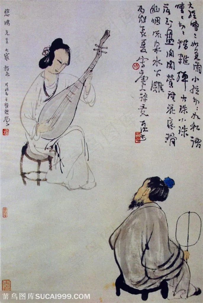 国画名家作品-李可染的浔阳琵琶